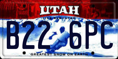 UT license plate B226PC