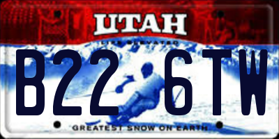 UT license plate B226TW