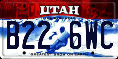 UT license plate B226WC