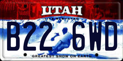 UT license plate B226WD