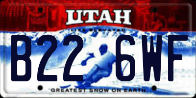UT license plate B226WF