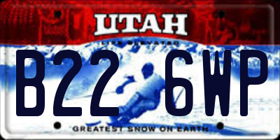 UT license plate B226WP