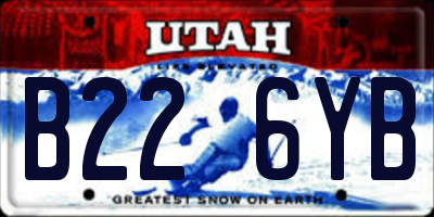 UT license plate B226YB