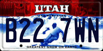 UT license plate B227WN