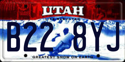 UT license plate B228YJ