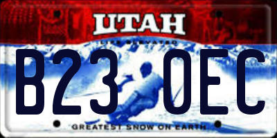 UT license plate B230EC