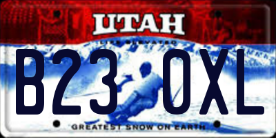 UT license plate B230XL