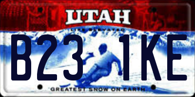 UT license plate B231KE