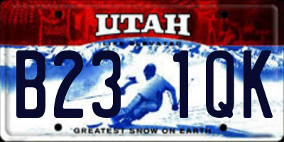 UT license plate B231QK