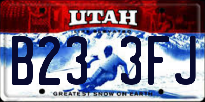 UT license plate B233FJ
