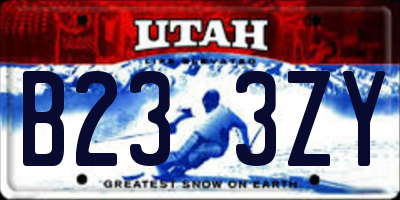 UT license plate B233ZY