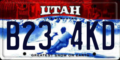 UT license plate B234KD