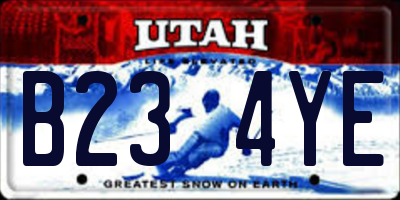 UT license plate B234YE