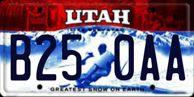 UT license plate B250AA