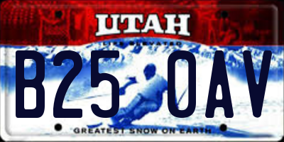UT license plate B250AV