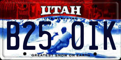 UT license plate B250IK