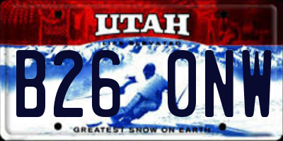 UT license plate B260NW