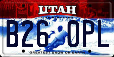 UT license plate B260PL
