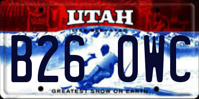 UT license plate B260WC