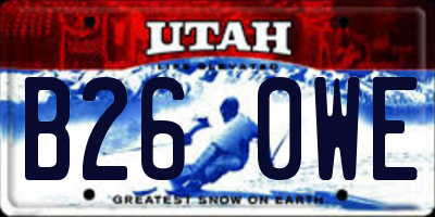 UT license plate B260WE