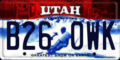 UT license plate B260WK