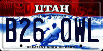 UT license plate B260WL