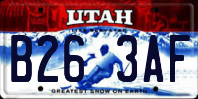 UT license plate B263AF