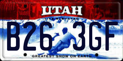 UT license plate B263GF
