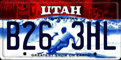 UT license plate B263HL