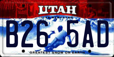 UT license plate B265AD