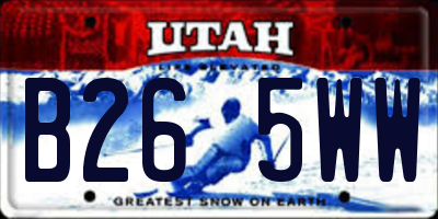 UT license plate B265WW