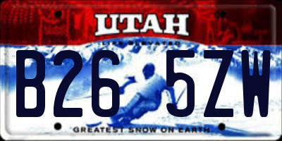 UT license plate B265ZW