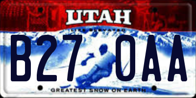 UT license plate B270AA