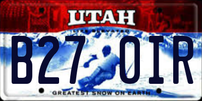 UT license plate B270IR