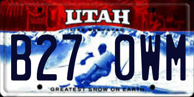 UT license plate B270WM