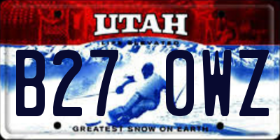 UT license plate B270WZ