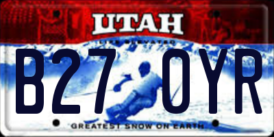 UT license plate B270YR