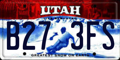 UT license plate B273FS