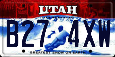 UT license plate B274XW