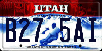 UT license plate B275AI