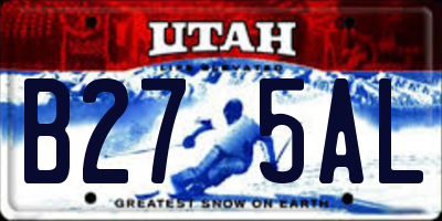 UT license plate B275AL