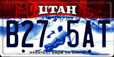 UT license plate B275AT