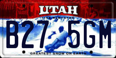 UT license plate B275GM