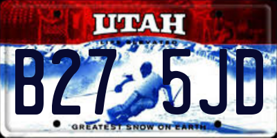 UT license plate B275JD