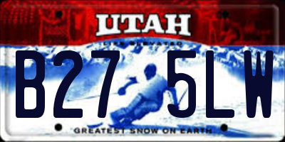 UT license plate B275LW