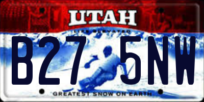 UT license plate B275NW