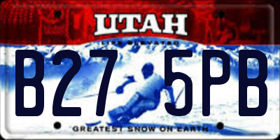 UT license plate B275PB