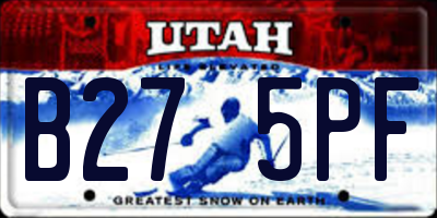 UT license plate B275PF