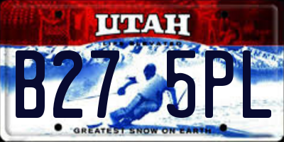 UT license plate B275PL