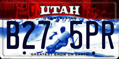 UT license plate B275PR